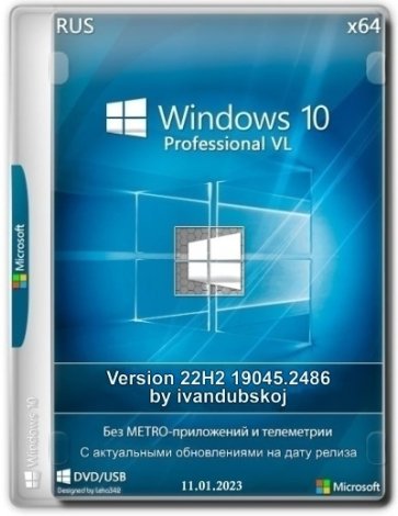 Windows 10 Pro VL x64 22Н2 (build 19045.2486) by ivandubskoj 11.01.2023 [Ru]